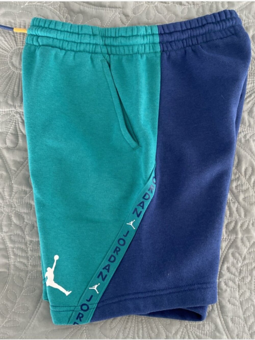 Retro Air Jordan 80s Basketball Shorts Y2K Sporty Streetwear Blue Teal Boys L